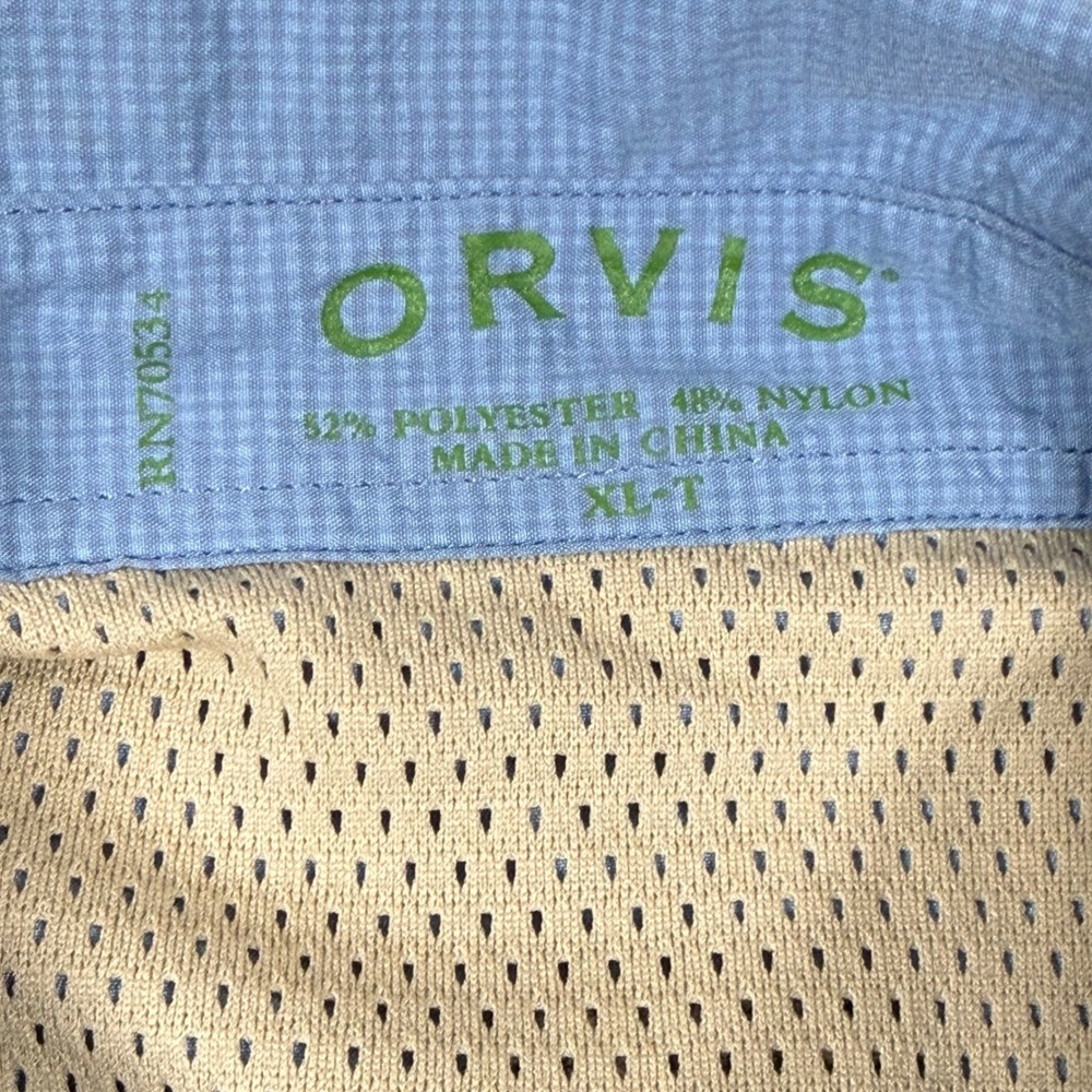 Orvis Mens XL Tall Long Sleeve Button Front‎ Fishing Shirt Blue Nylon Vented - Picture 6 of 11